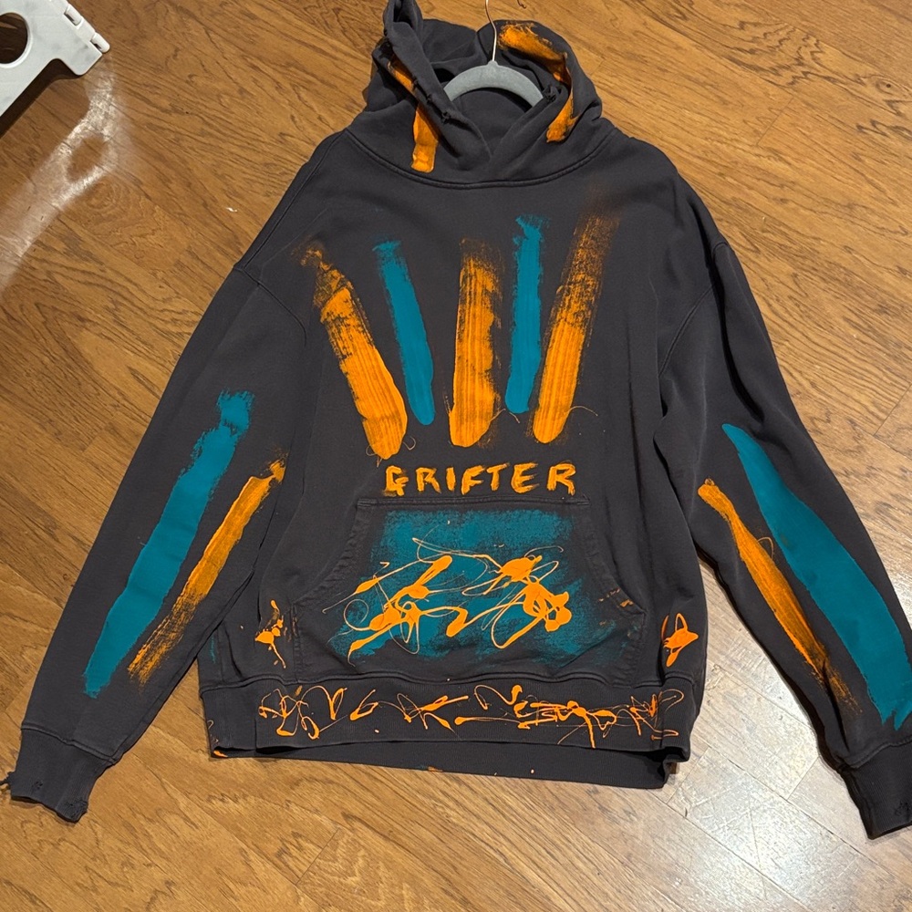 Grifter Men's Artistic Hoodie - Black and Orange